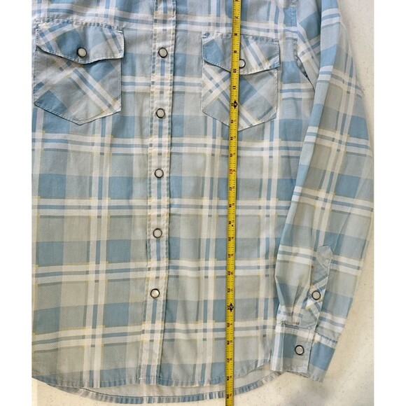 Warp And Weft Long Sleeve Pearl Snap Button Down‎ Blue Plaid Men’s Medium - Picture 11 of 11